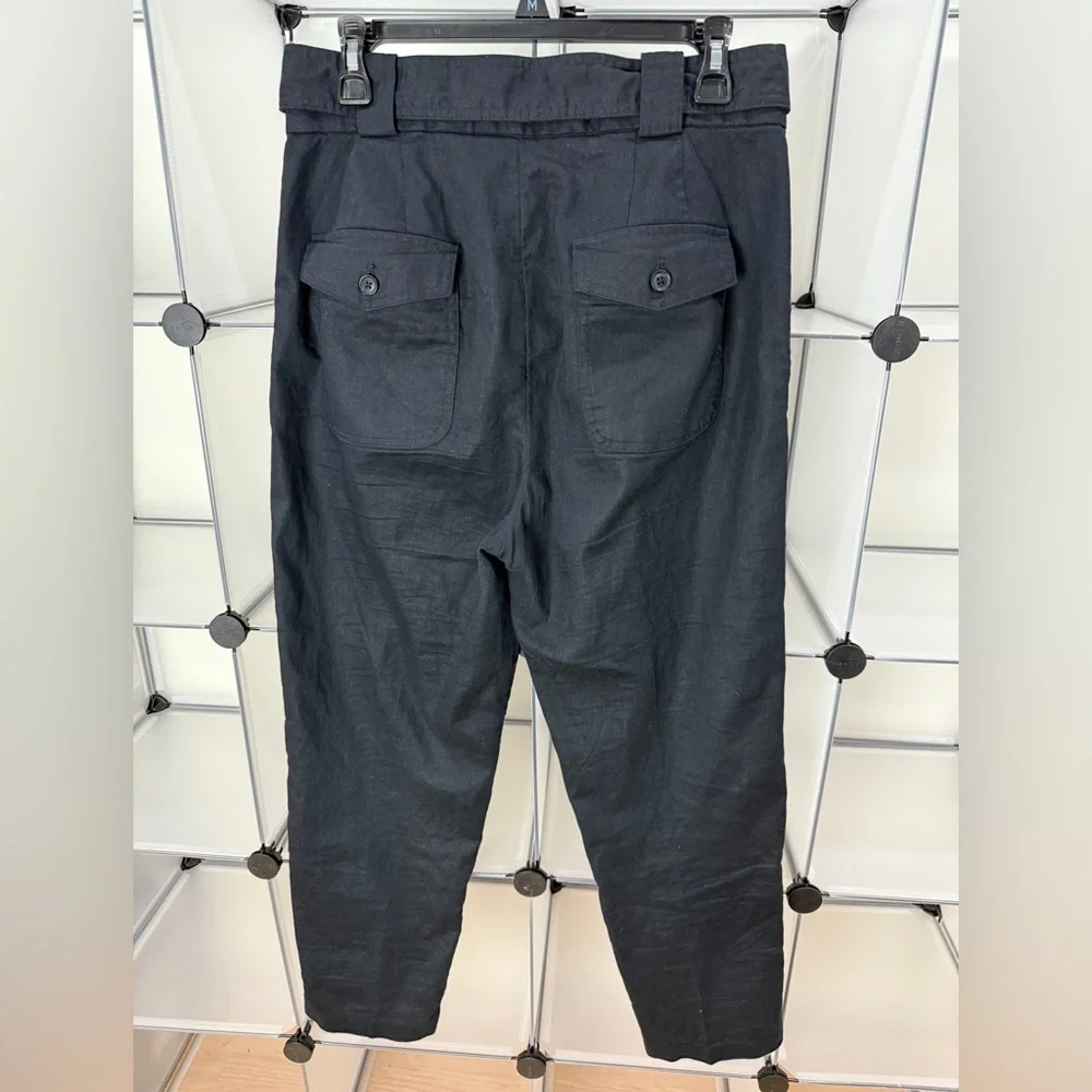 Banana Republic Women’s Linen Cotton Straight Leg Belt Tie High Waist Pants 8